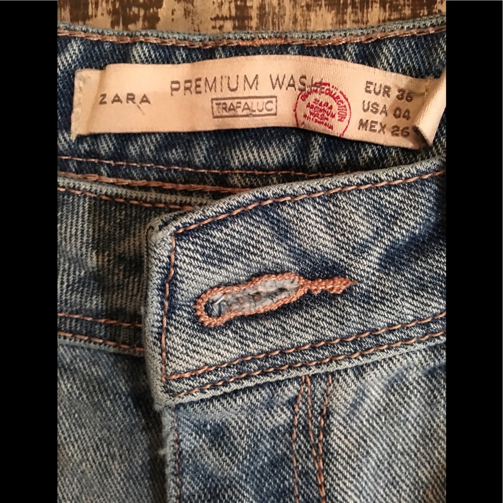 Zara TRF Premium Wash Distressed Jeans, “Mom Fit” - Picture 3 of 7